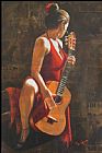 Flamenco Dancer Sexy Flamenca Guitar Flamenco Dancer David Silvah painting